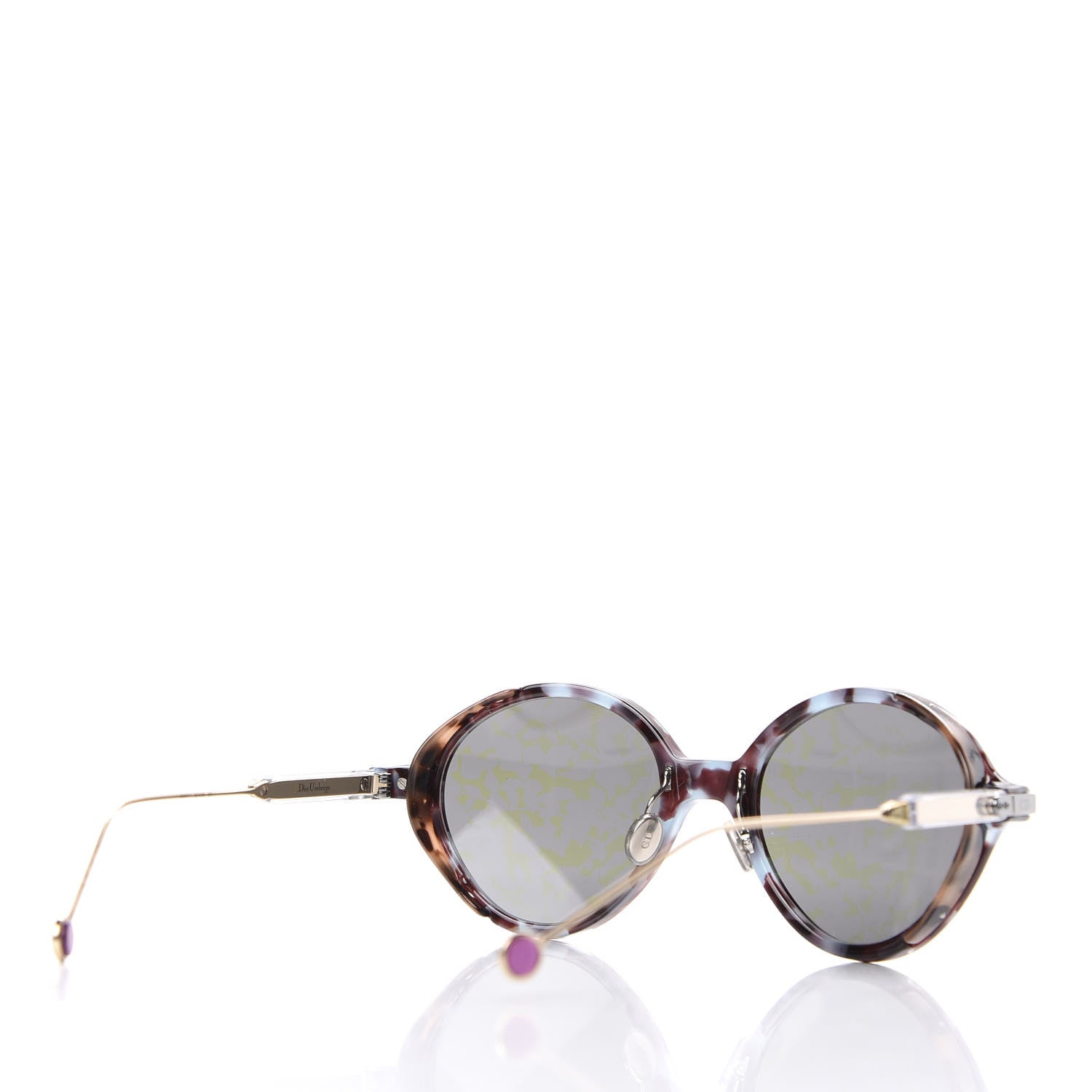 Christian Dior Acetate Leaf Print Umbrage Round Sunglasses Purple Foliage 4 of 7