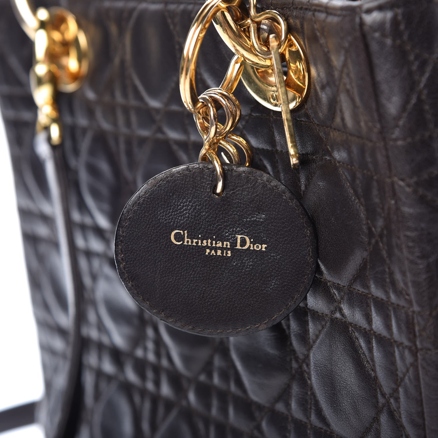 Christian Dior Lambskin Cannage Medium Lady Dior Dark Brown 10 of 11