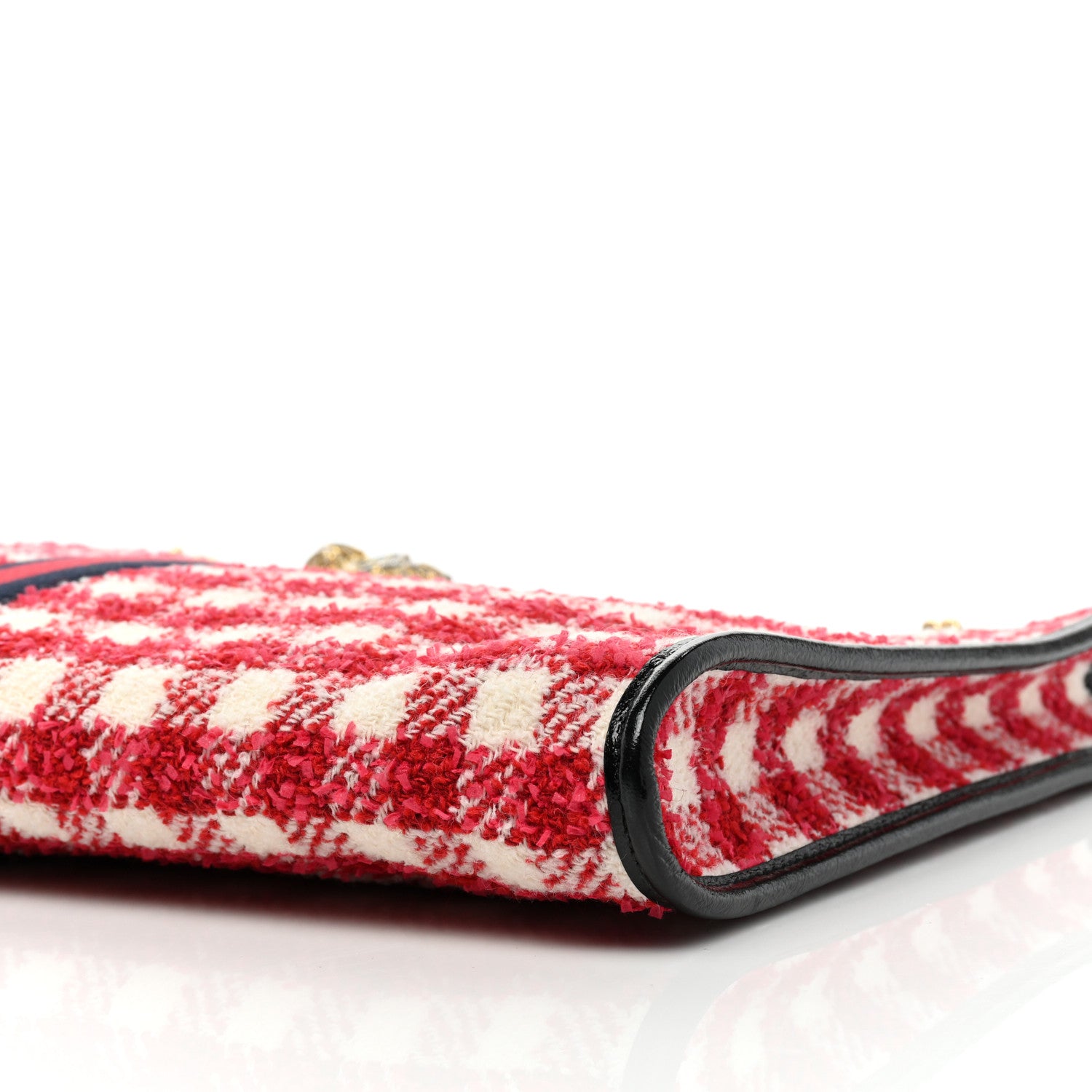 Gucci Tweed Check Large Rajah Chain Tote Black Red 9 of 9