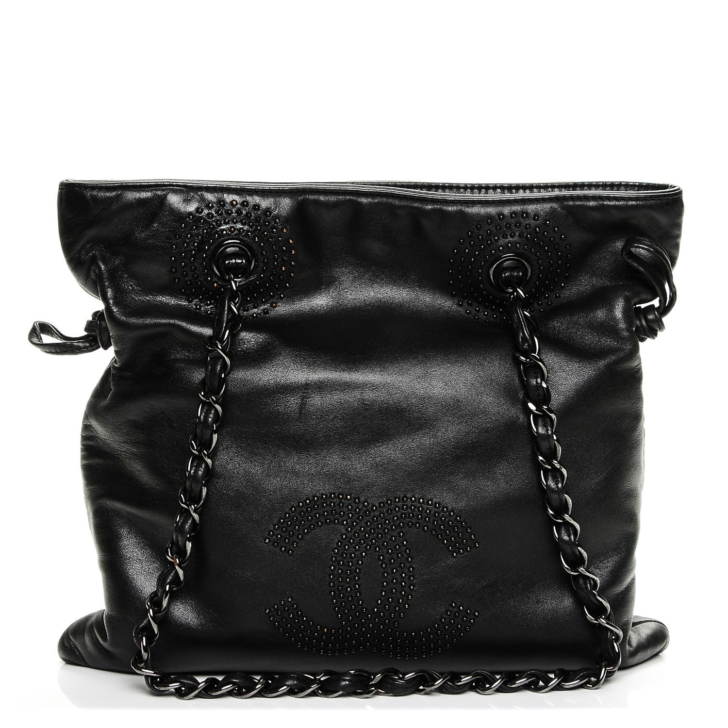 Chanel Lambskin CC Studded Small Bonbons Tote Black 1 of 7