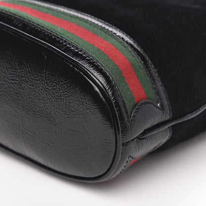 Gucci Suede Patent Web Small Ophidia Bucket Bag Black 9 of 10