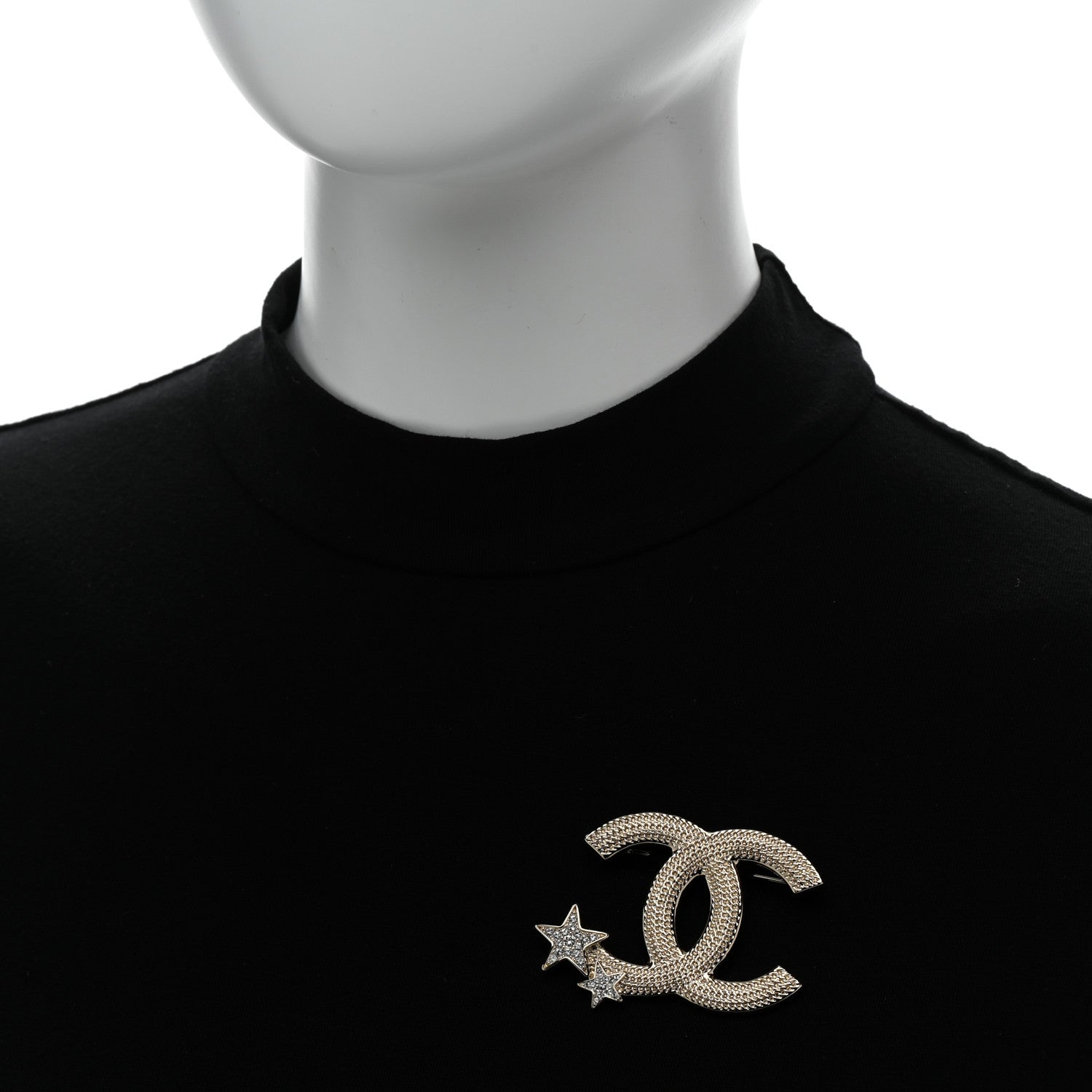 Chanel Crystal CC Star Brooch Gold 2 of 5
