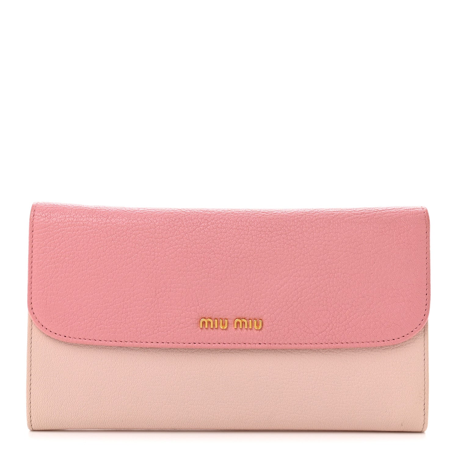 Miu Miu Goatskin Madras Bicolor Flap Wallet Pink 1 of 10