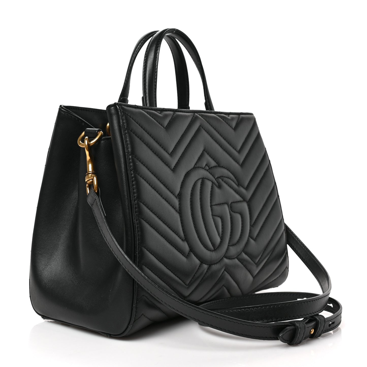 Calfskin Matelasse Small GG Marmont Tote Black