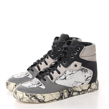 Balenciaga Calfskin Suede Rubber Marble Womens High Top Sneakers 36 Black 3 of 10