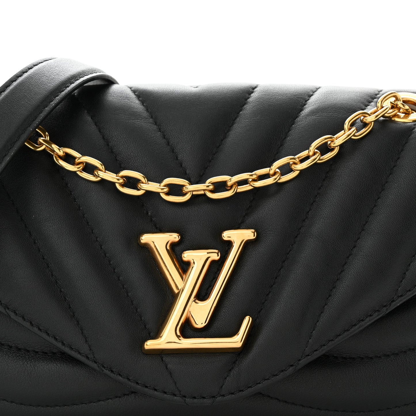 LOUIS VUITTON Calfskin New Wave Chain Bag MM NM Black