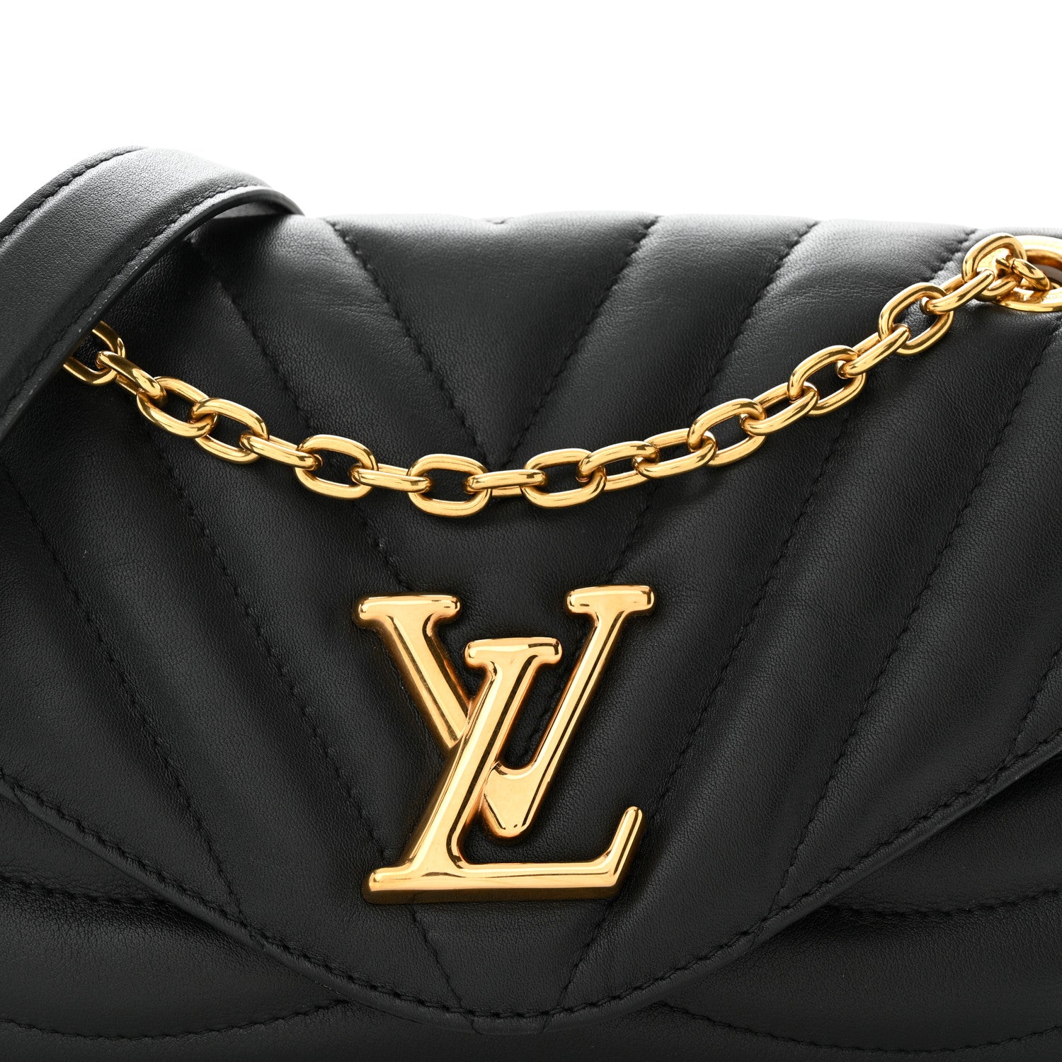 Louis Vuitton LOUIS VUITTON Calfskin New Wave Chain Bag MM NM Black 7 of 9