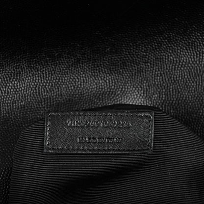 Saint Laurent Grain De Poudre Matelasse Chevron Large Monogram Satchel Black 7 of 7