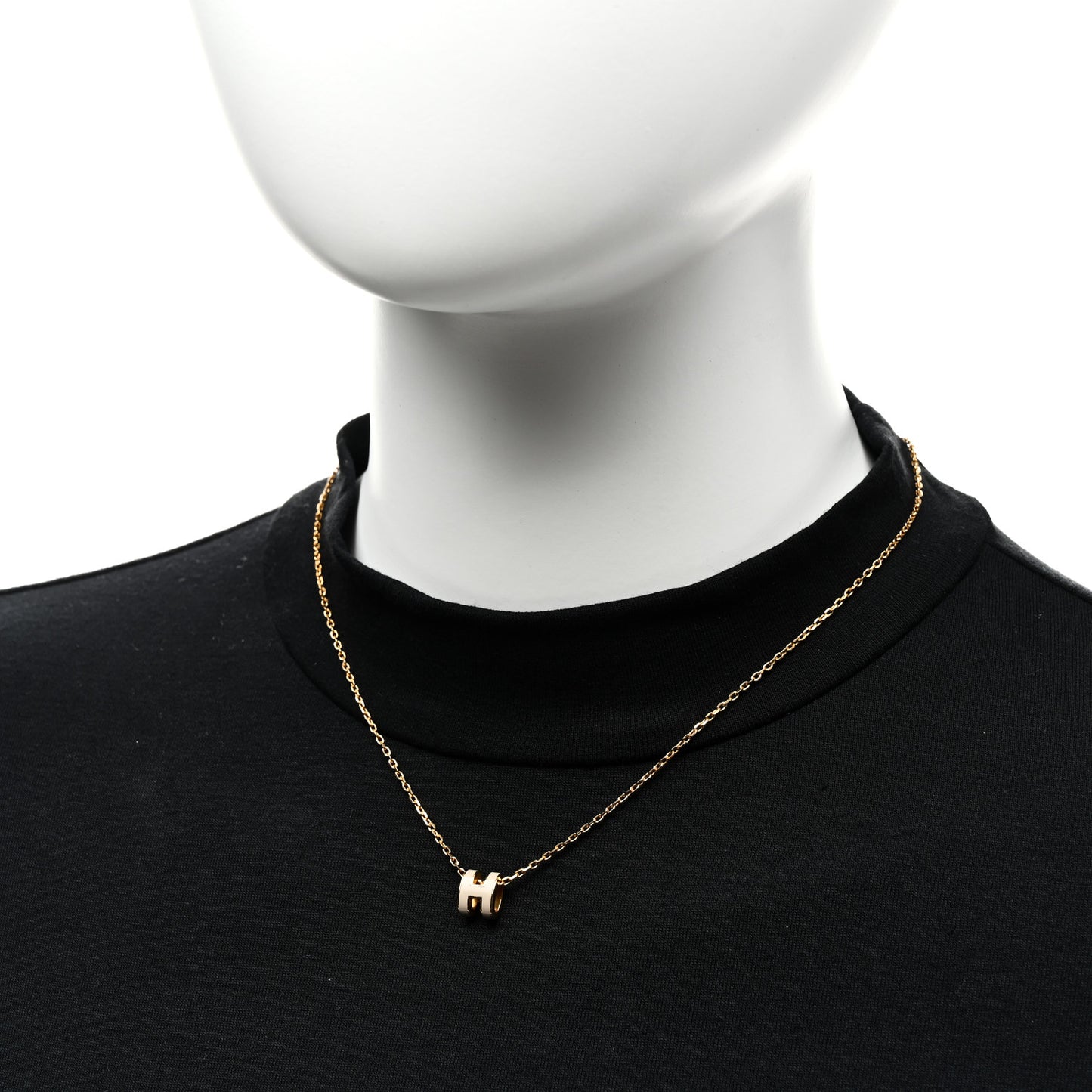 Lacquered Gold Mini Pop H Pendant Necklace Marron Glace