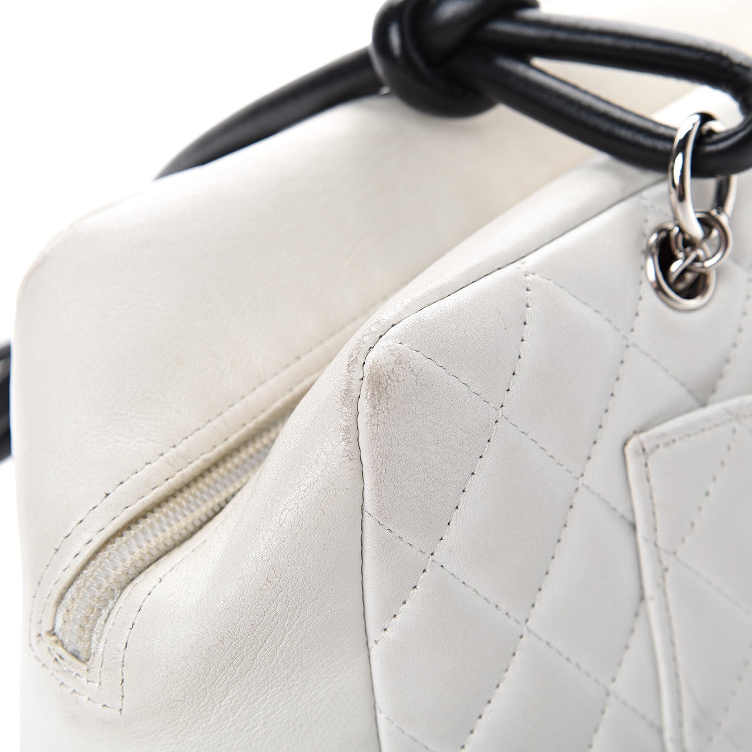 Chanel Calfskin Quilted Large Cambon Bowler White Black 15 of 17