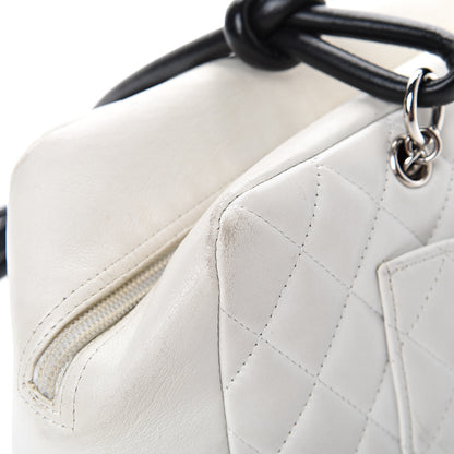 Chanel Calfskin Quilted Large Cambon Bowler White Black 15 of 17