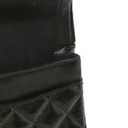 Chanel Patent Quilted Sparkle Glitter Medium Double Flap Black 12 of 14