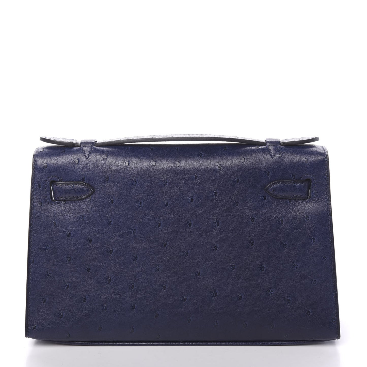 Ostrich Kelly Pochette Clutch Bleu Iris