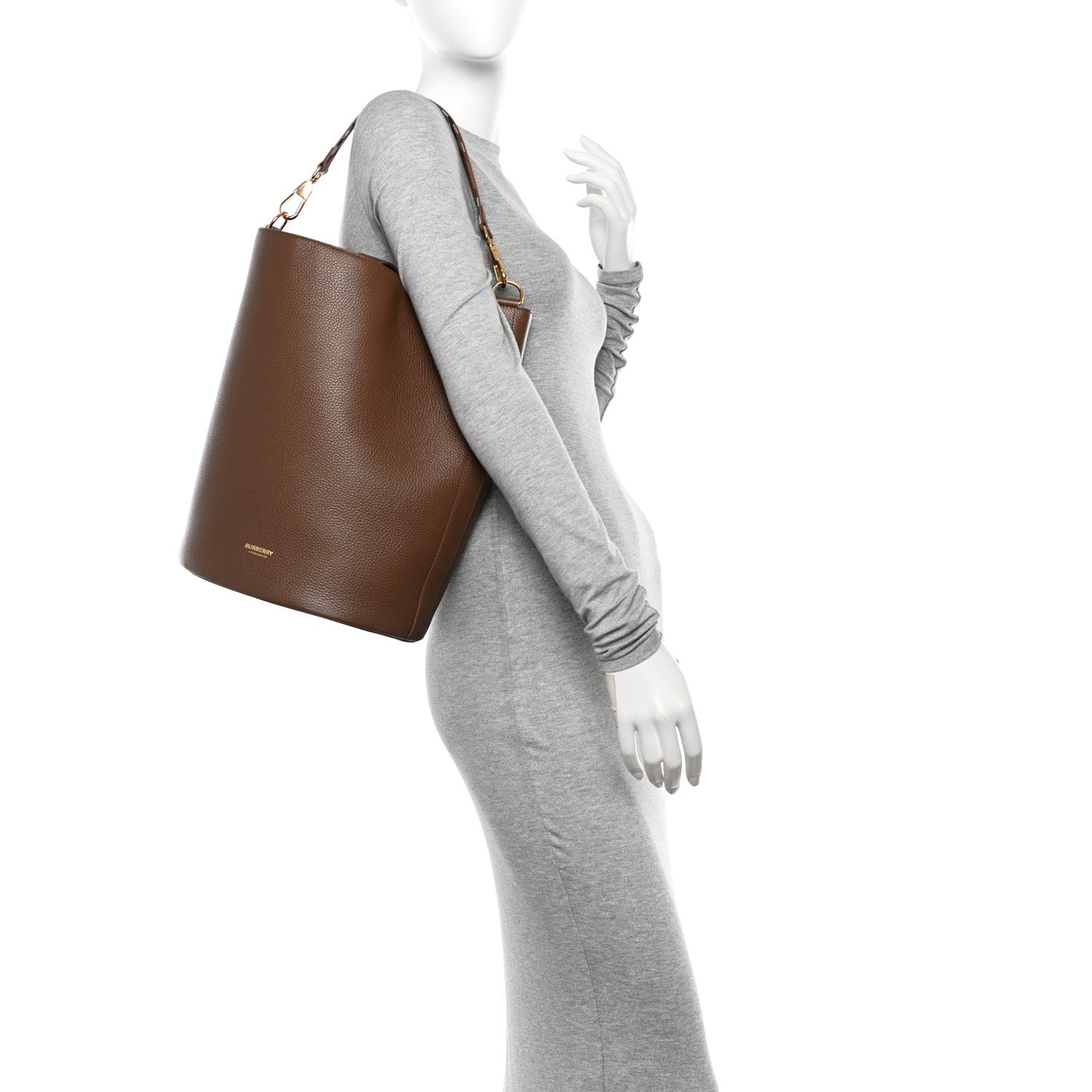 Burberry Calfskin Medium Bucket Bag Earth 2 of 11