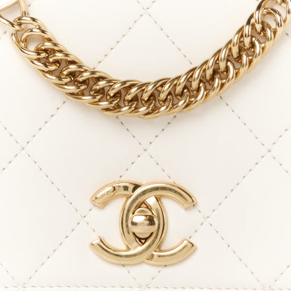 Chanel Calfskin Quilted Enamel Chain Flap White 9 of 12