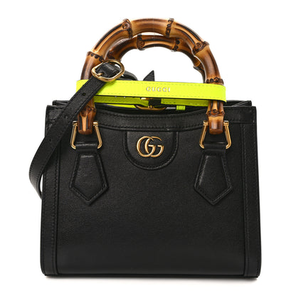 Gucci Wonka Grain Calfskin Mini Diana Tote Bag Black Yellow Fluo 1 of 13