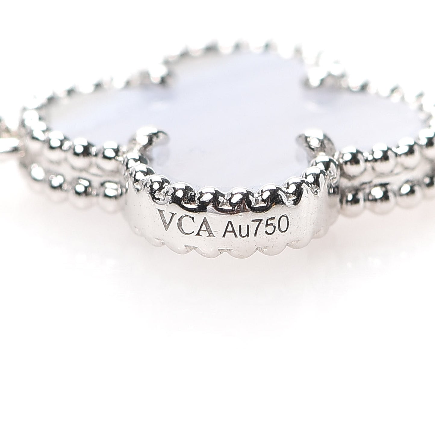 18K White Gold Chalcedony 5 Motifs Vintage Alhambra Bracelet