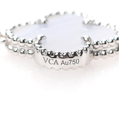 Van Cleef & Arpels 18K White Gold Chalcedony 5 Motifs Vintage Alhambra Bracelet 5 of 7