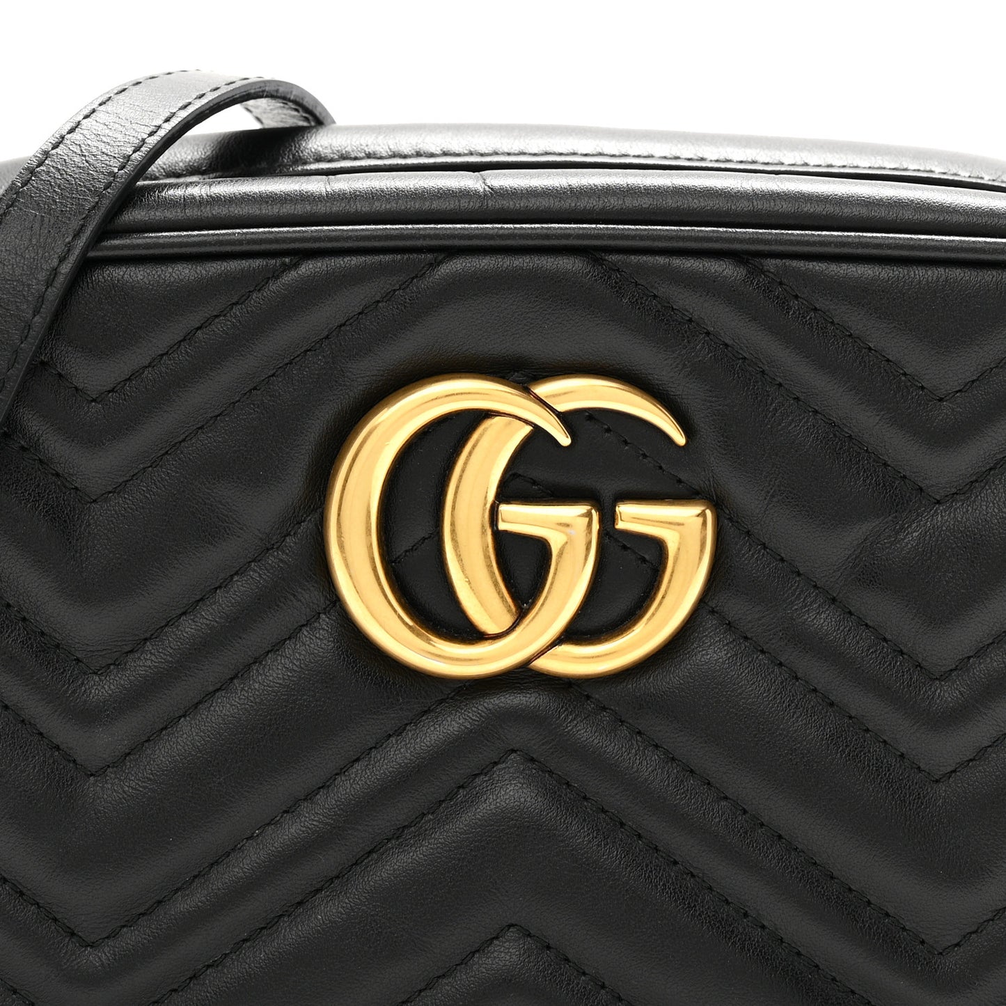 Calfskin Matelasse Small GG Marmont Chain Shoulder Bag Black