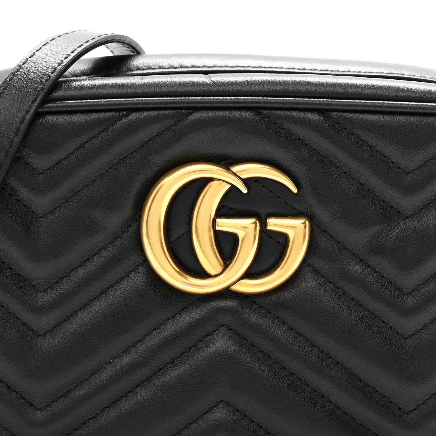 Gucci Calfskin Matelasse Small GG Marmont Chain Shoulder Bag Black 8 of 11
