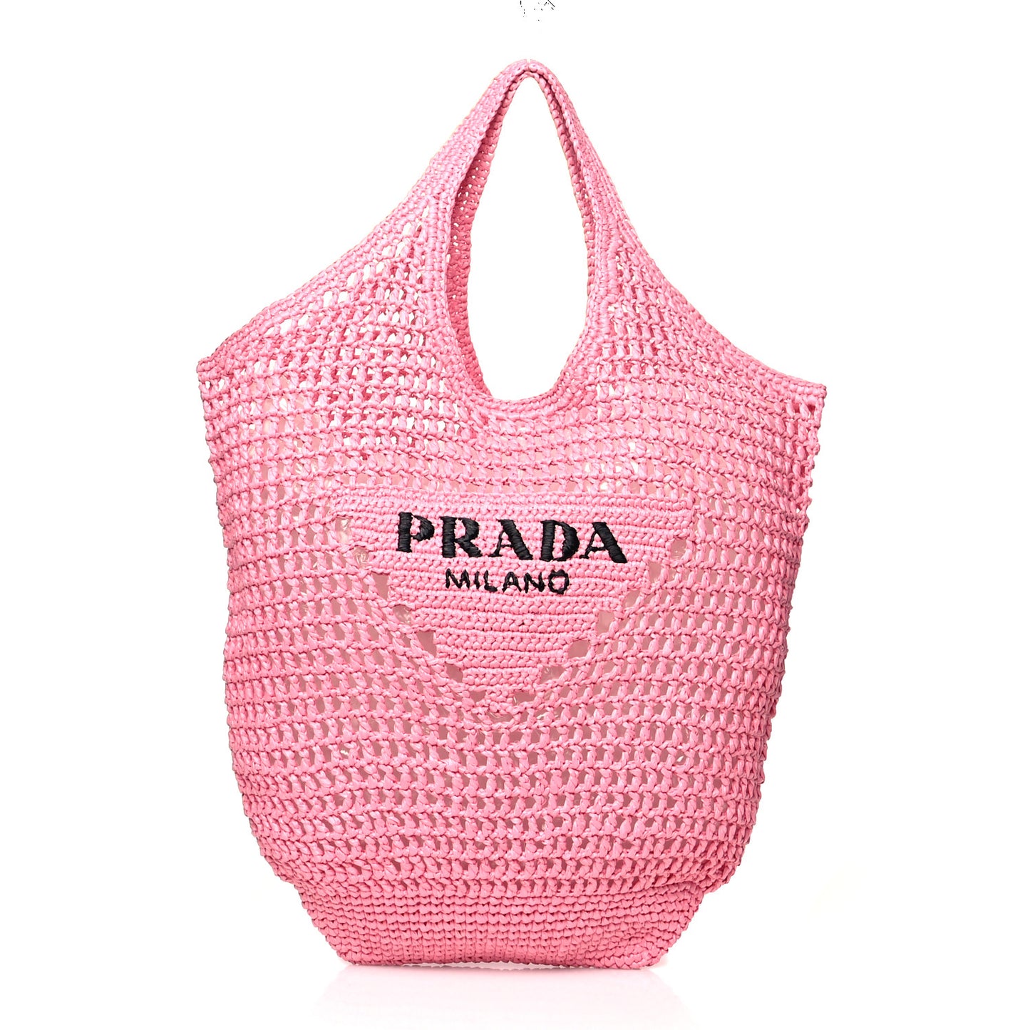 Yarn Raffia Effect Crochet Logo Embroidered Shopping Tote Bag Petalo