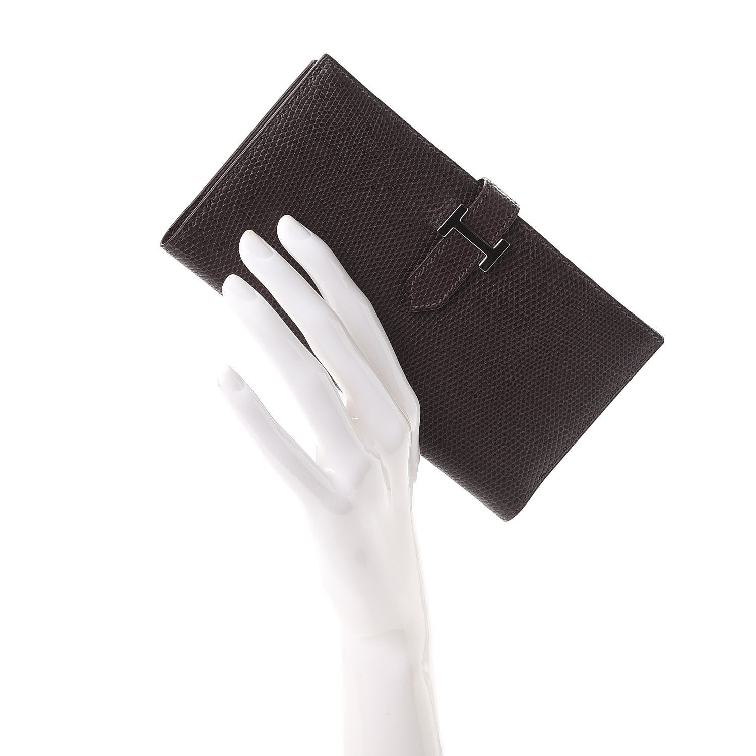 Hermes Lizard Bearn Gusset Wallet Havane 2 of 9