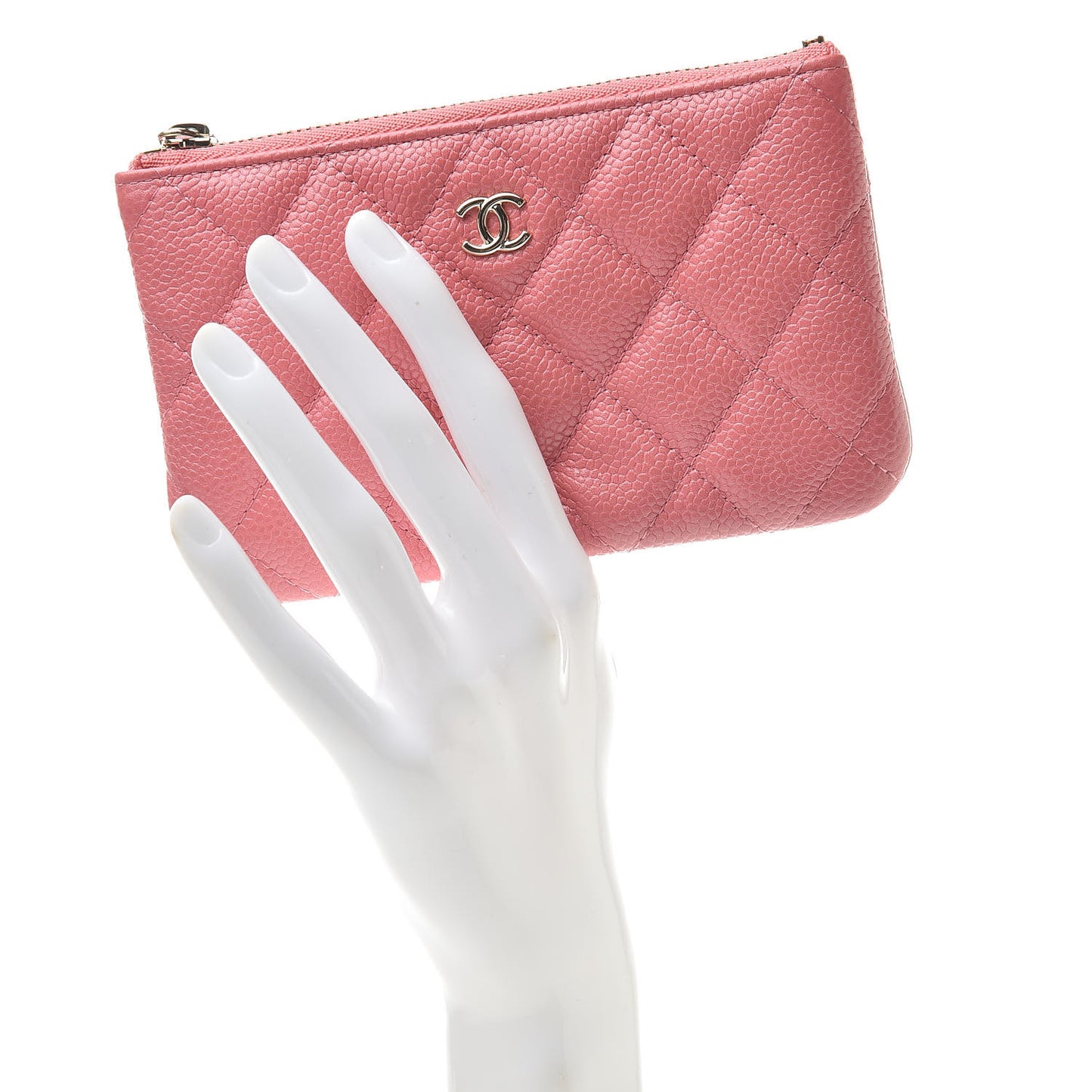 Caviar Quilted Small Cosmetic Case Pink