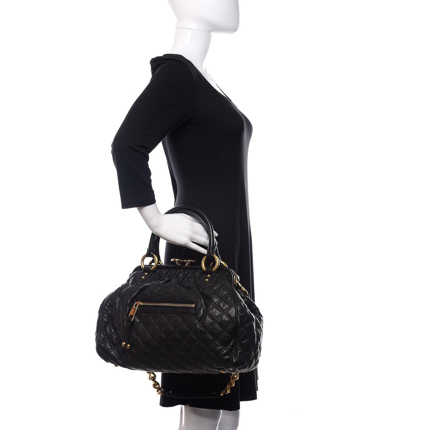 Calfskin Quilted Stam Black