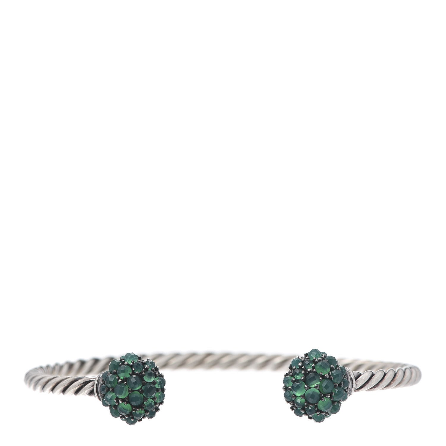 David Yurman Sterling Silver Green Onyx Osetra Cuff Bracelet 1 of 5