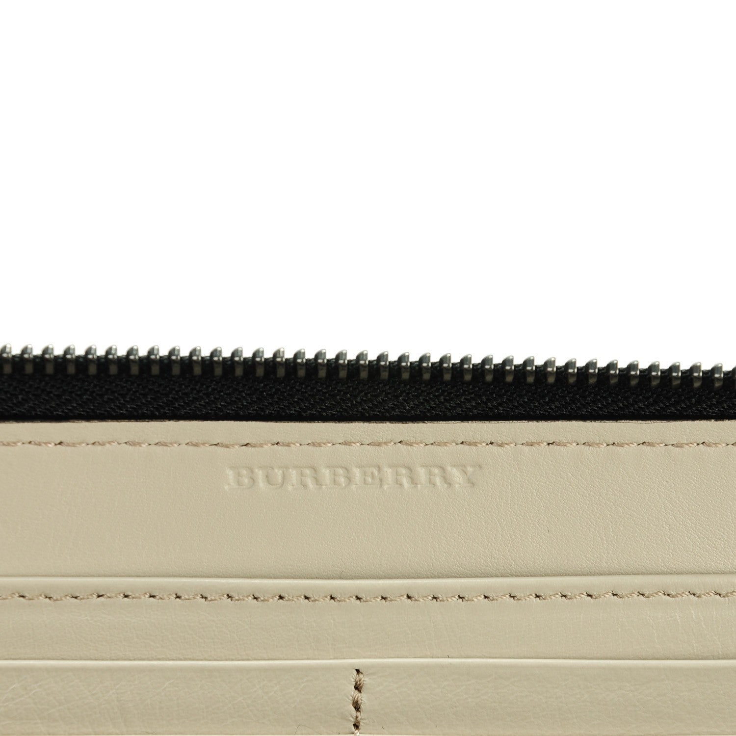 Burberry Check Calfskin Embossed Zip Around Wallet Pale Grey 6 of 7
