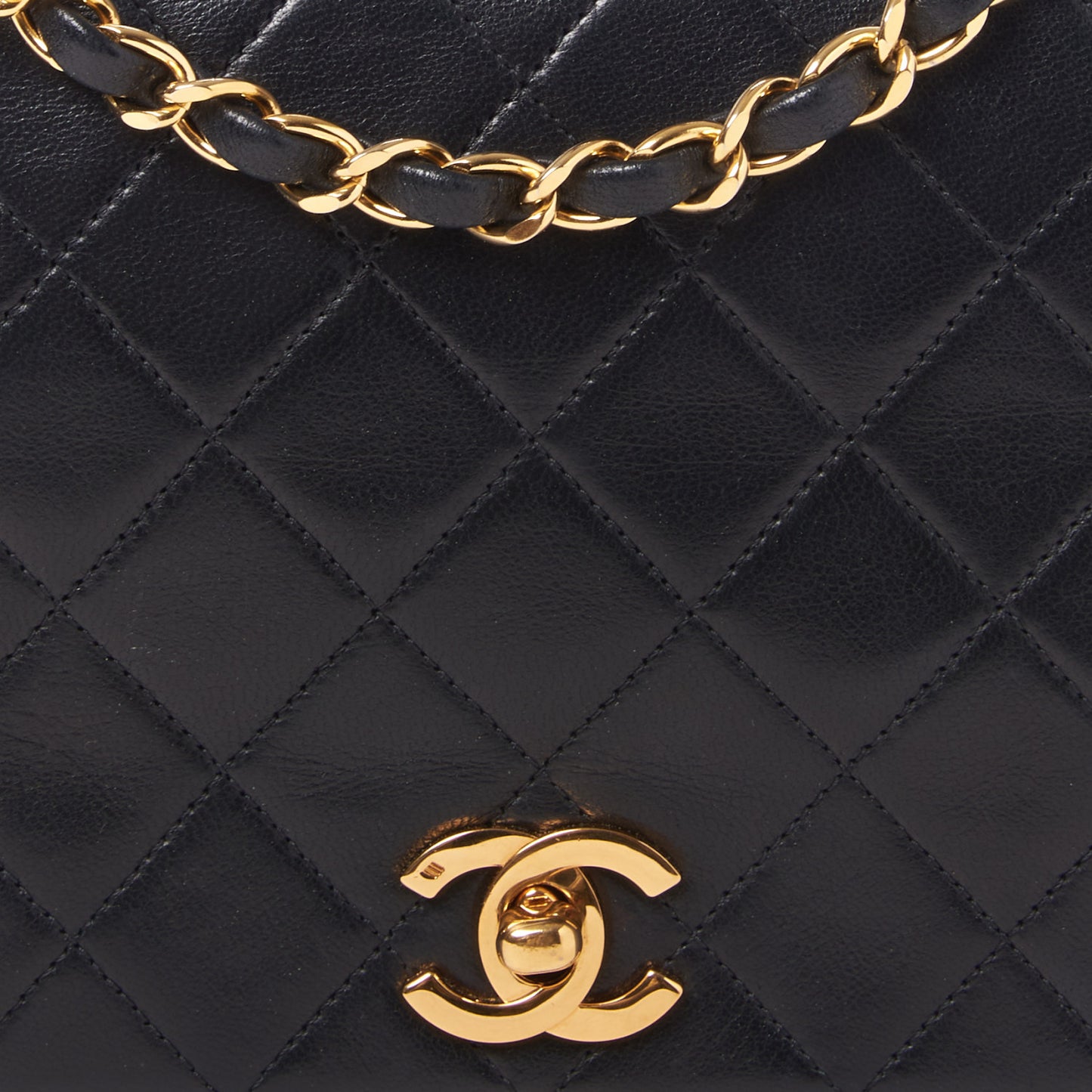 Lambskin Quilted Small Single Flap Bag Black