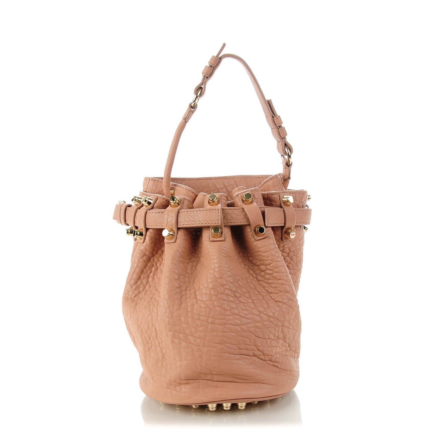 Pebbled Lambskin Diego Bucket Bag Blush Pale Gold Hardware