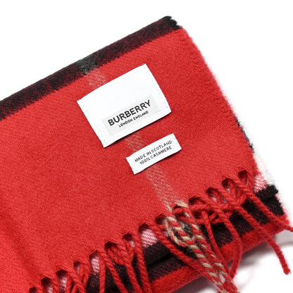 Burberry Cashmere Giant Check Fringe Scarf Parade Red 3 of 3