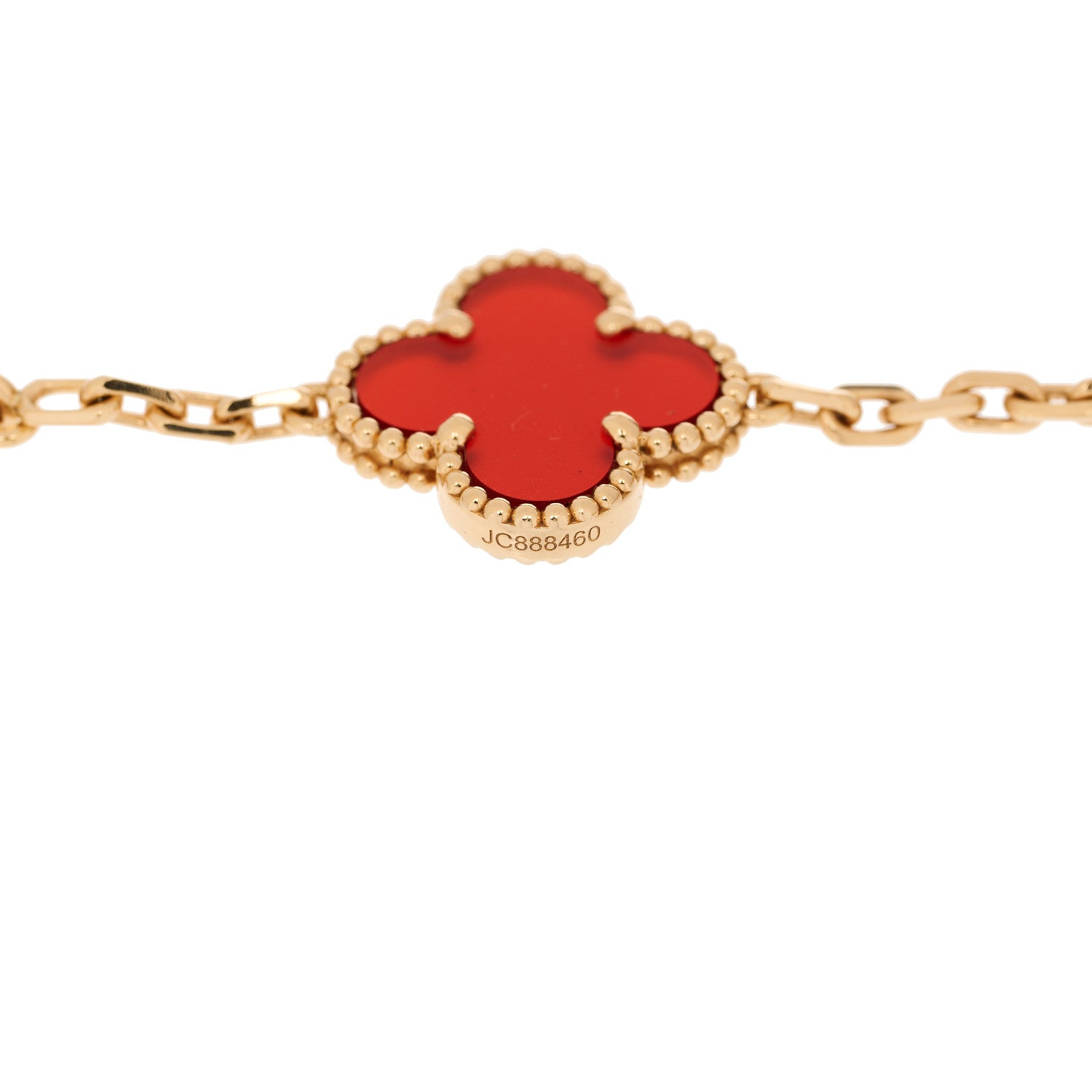 Van Cleef & Arpels 18K Yellow Gold Carnelian 20 Motifs Vintage Alhambra Necklace 4 of 6