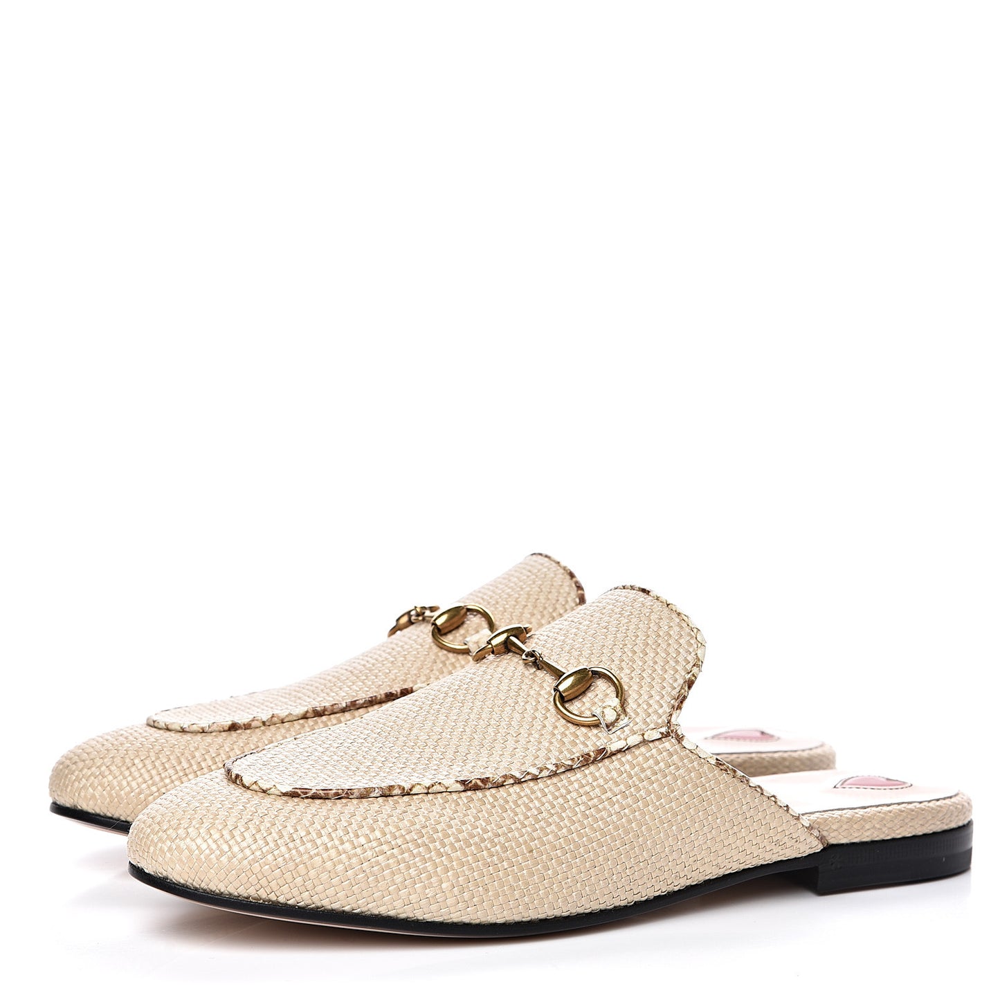 Straw Elaphe Womens Princetown Slippers 37 Natural Cream Brown