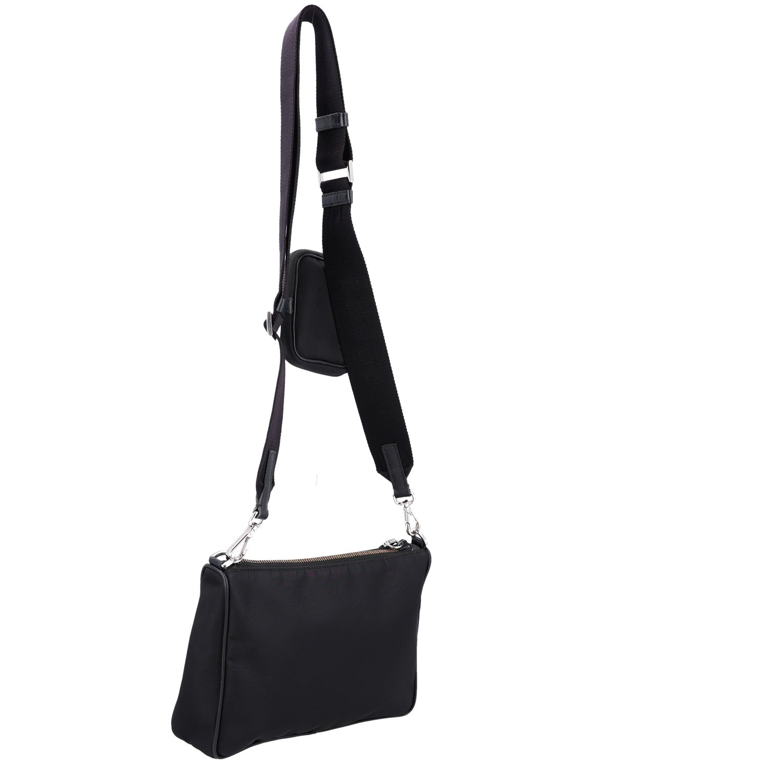 Prada Re-Nylon Saffiano Pocket Zippered Shoulder Bag Black 4 of 11