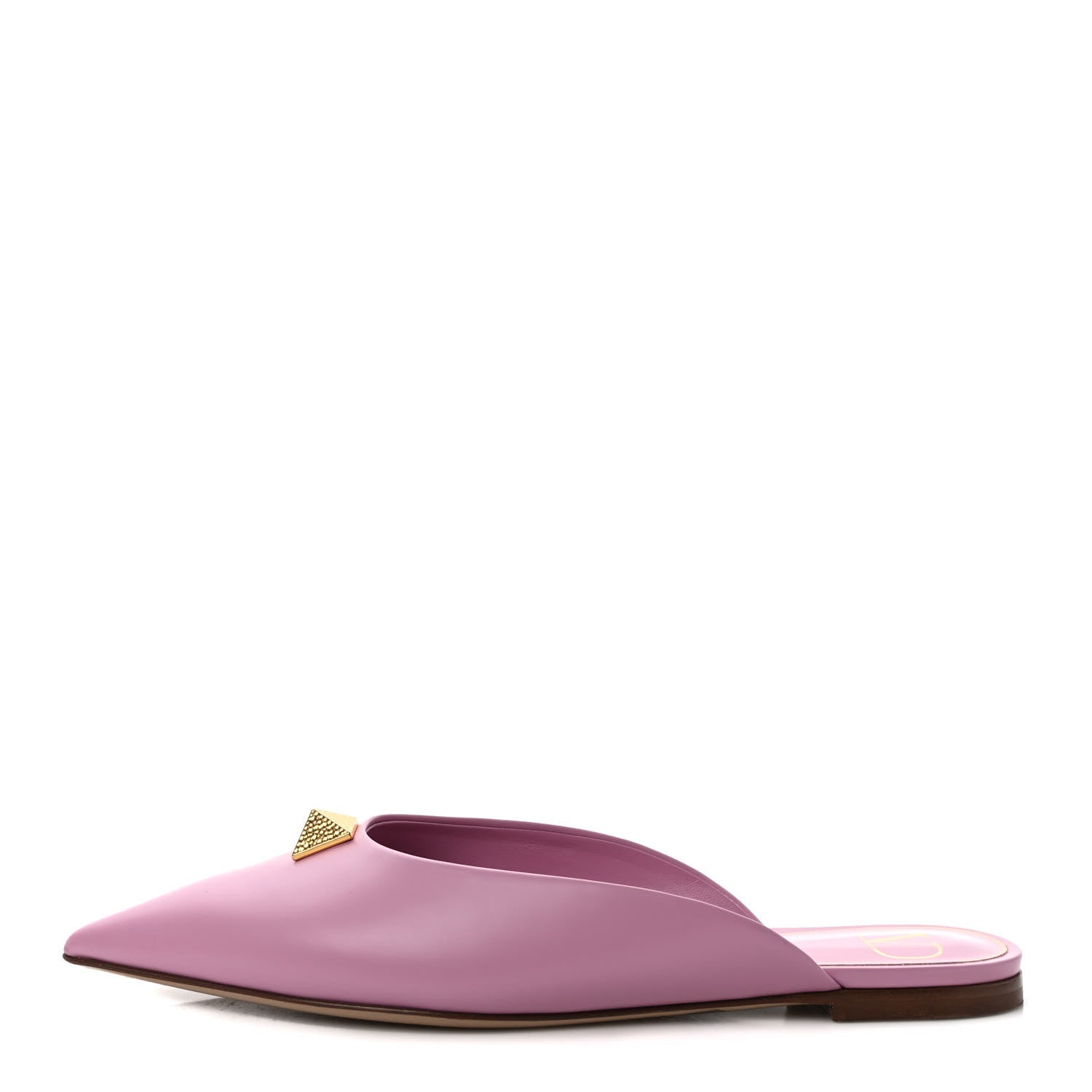 Valentino Garavani Calfskin Roman Stud Pointed Flat Mules 37 Giacinto 1 of 8