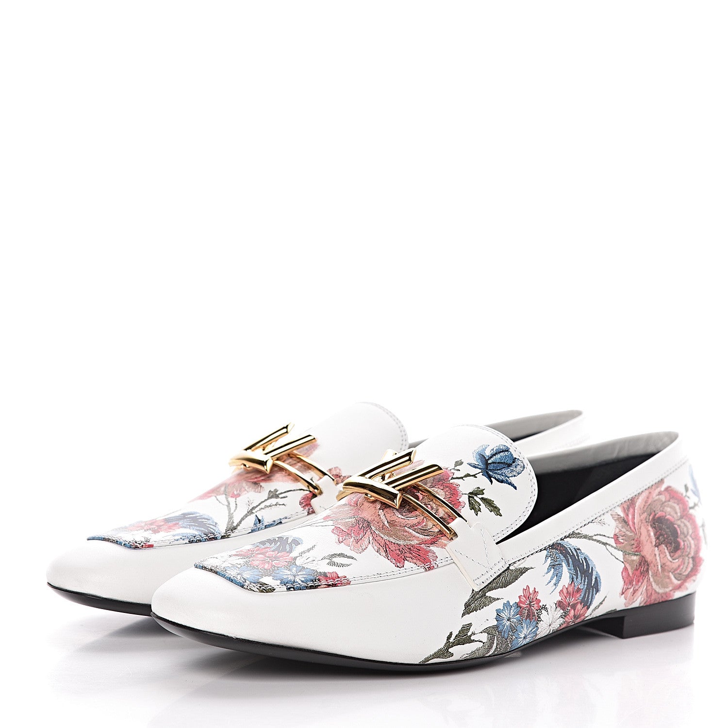 Louis Vuitton Calfskin Upper Case Flat Flowers Loafer 37.5 White Multicolor 3 of 10