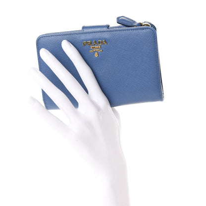 Prada Saffiano Metal Compact Wallet Bluette Mare 2 of 6
