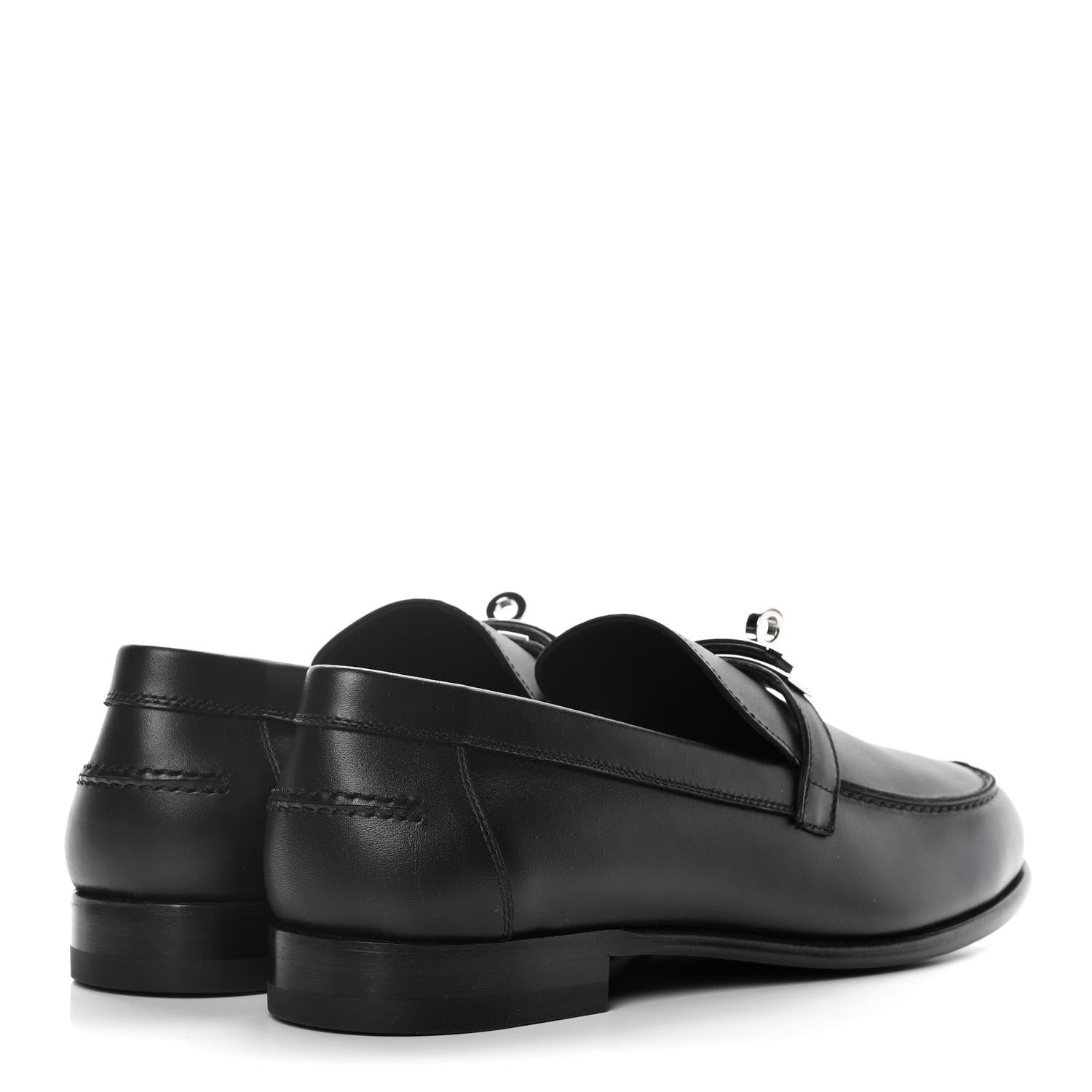 Hermes Calfskin Womens Destin Loafers 39.5 Black 4 of 10