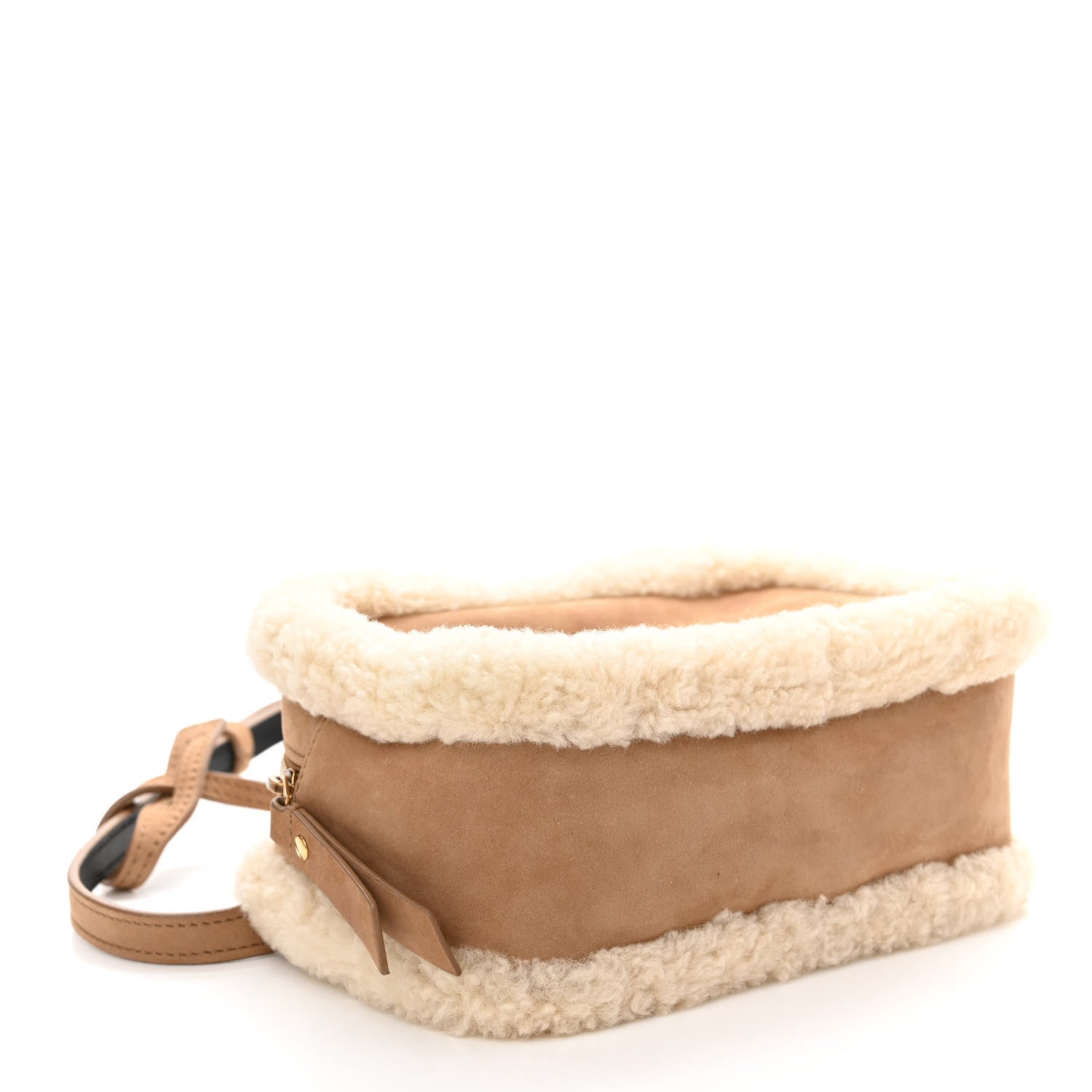 Saint Laurent Suede Shearling Lou Belt Bag Natural Tan 4 of 13