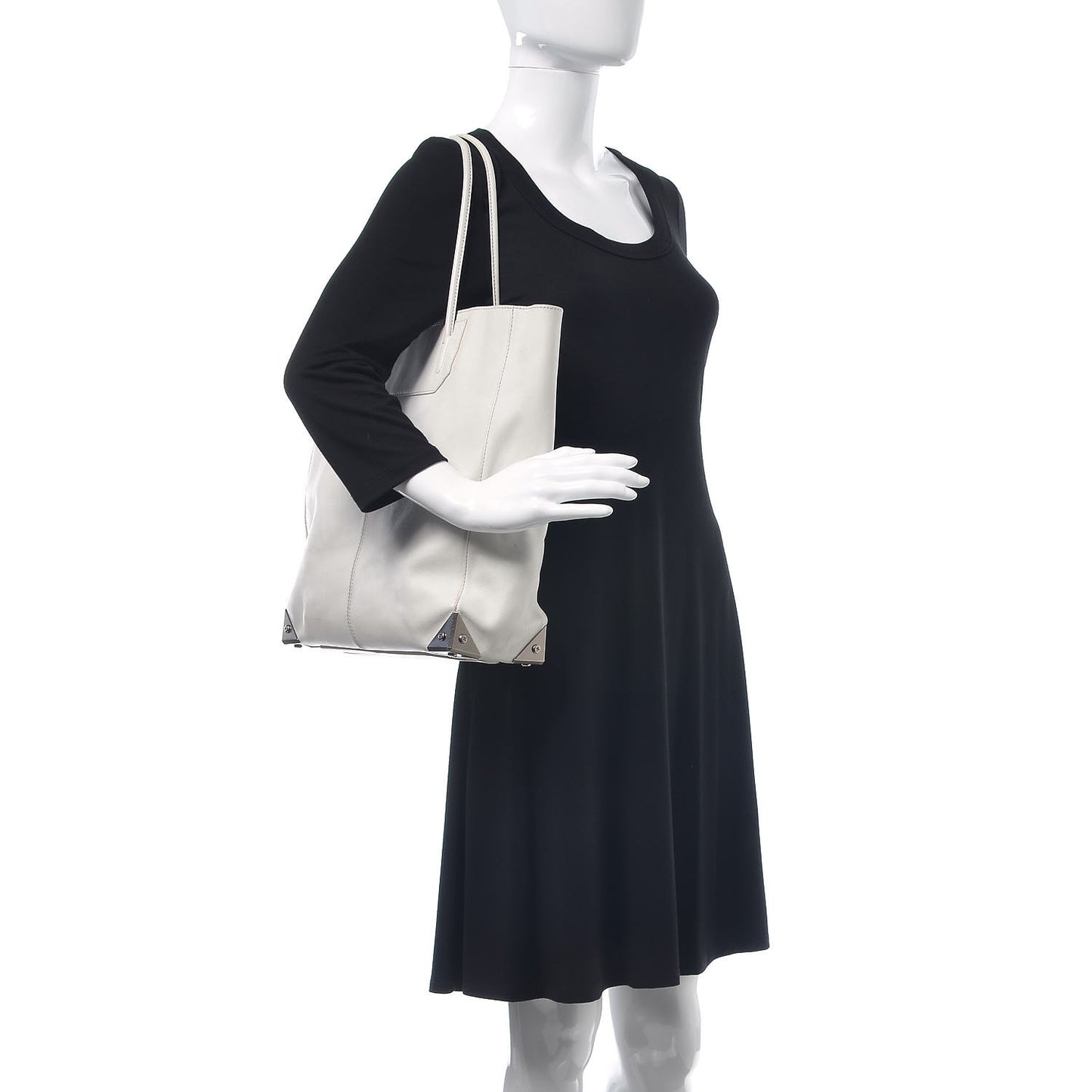 Pebbled Calfskin Prisma Skeletal Tote White