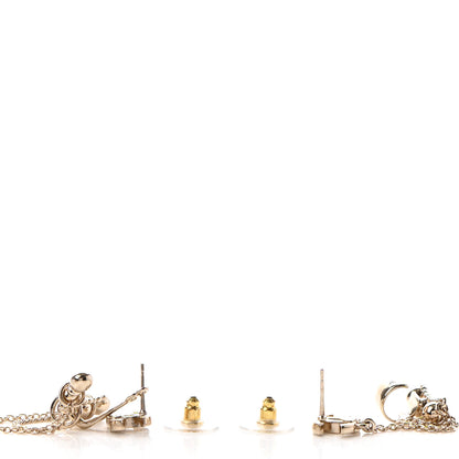 Chanel Metal Crystal CC Chain Cuff Earrings Gold 3 of 4