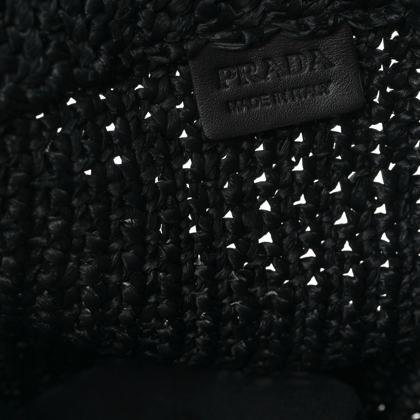 Yarn Raffia Effect Crochet Logo Tote Black