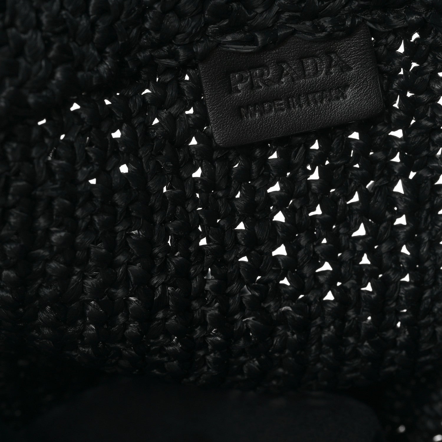 Prada Yarn Raffia Effect Crochet Logo Tote Black 6 of 12