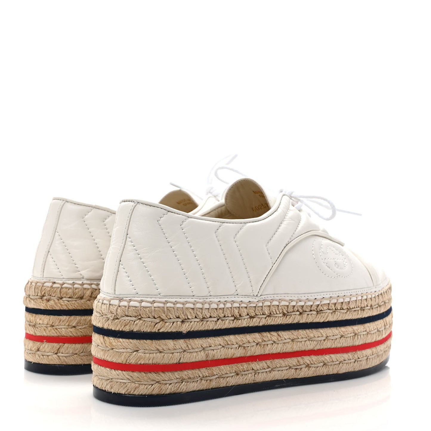 Nappa Matelasse GG Pilar Flatform Lace-Up Espadrilles 39 Great White