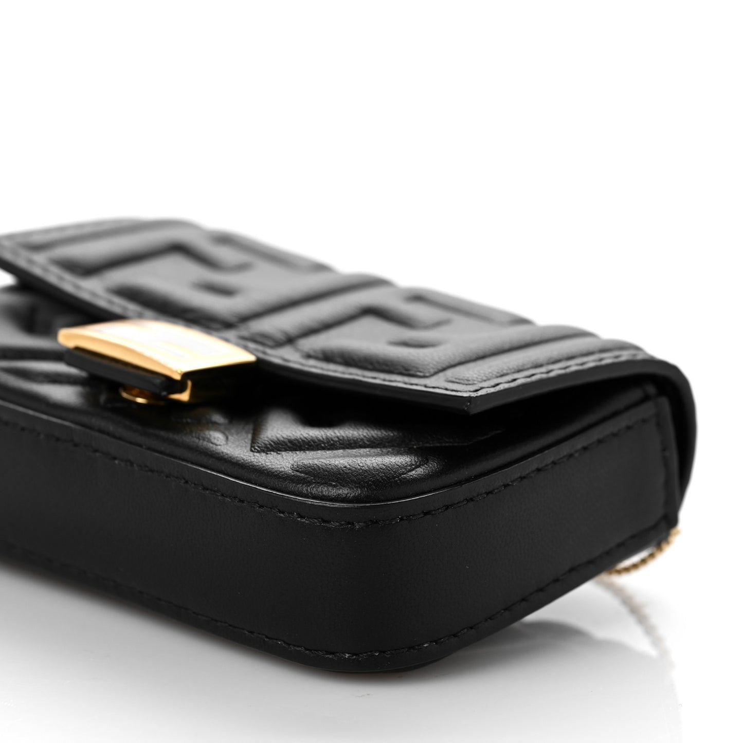 Nappa Matisse FF Embossed Nano Baguette Charm Black