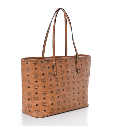 MCM Visetos Medium Anya Top Zip Shopper Tote Cognac 2 of 8