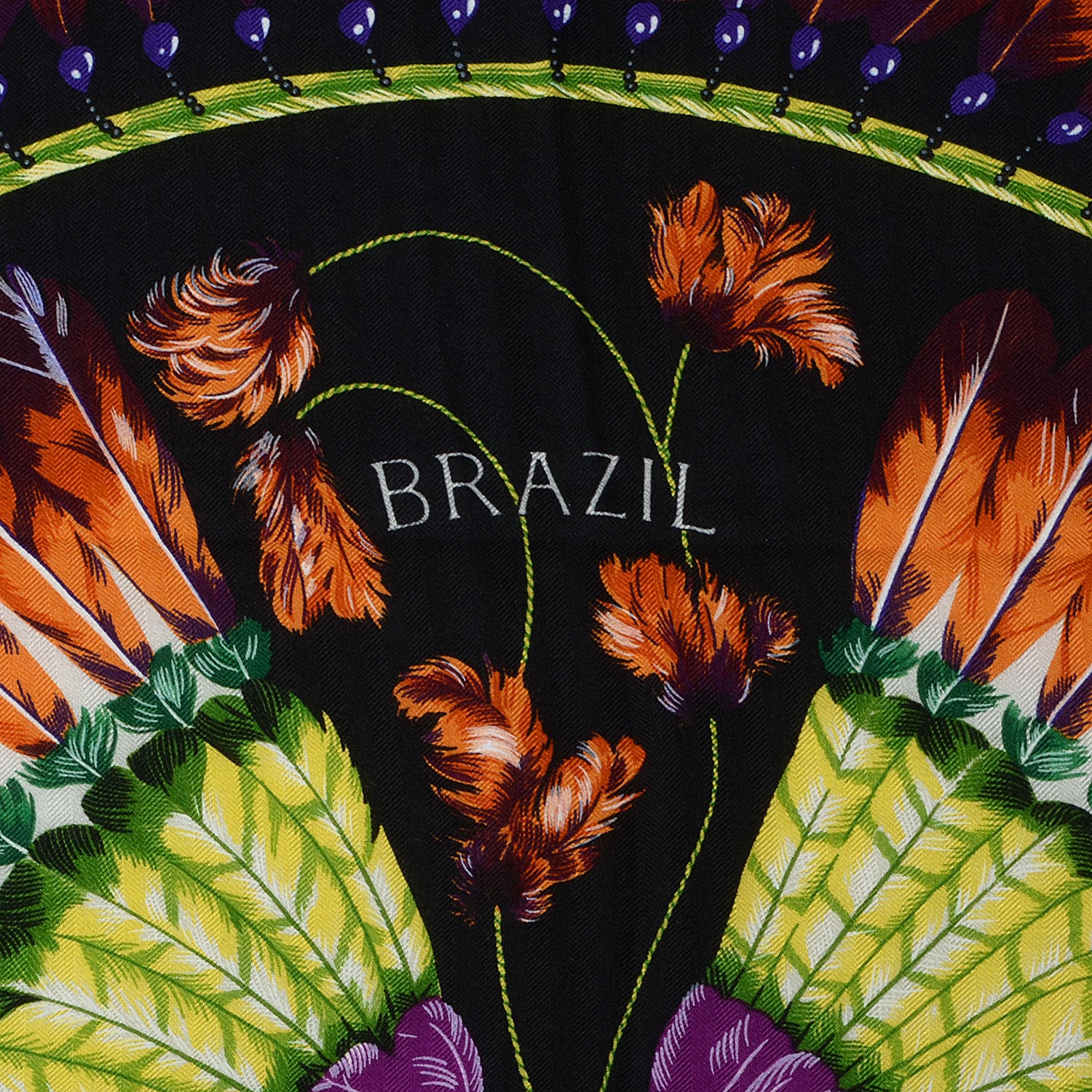 Hermes Cashmere Silk Brazil Shawl GM 140 Black 5 of 8