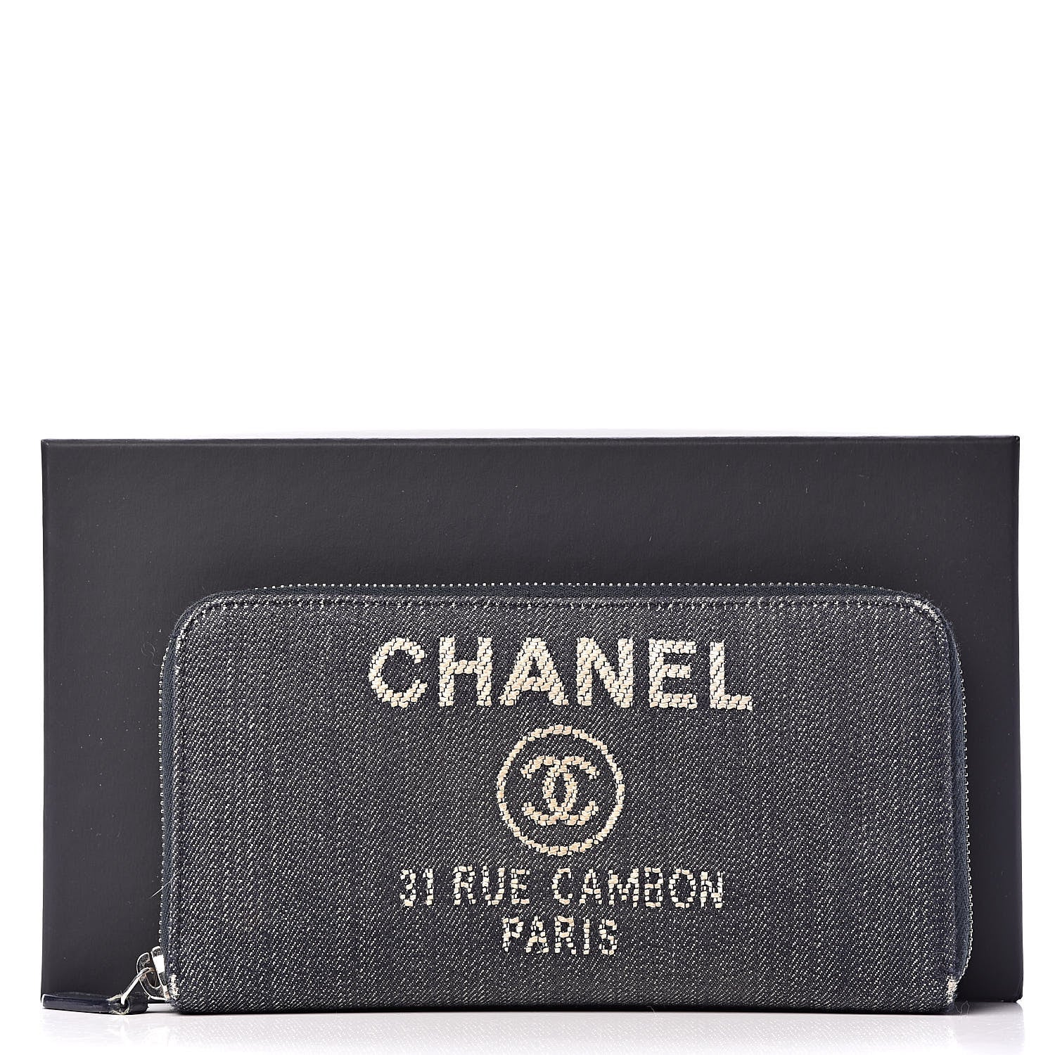Chanel Denim Deauville Zip Around Wallet Dark Blue 14 of 14
